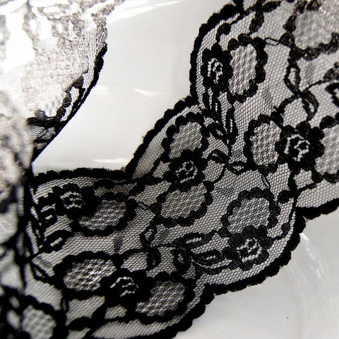 Gorgeous Black Galloon Floral Lace Trim