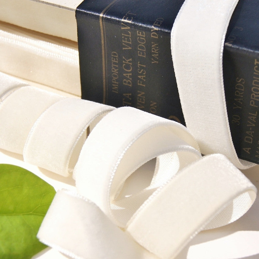 5/8" Swiss Velvet Ribbon Off-White Velvet Ribbon Vintage from Switzerland