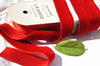 Cardinal Red Silk Cotton Satin Back Velvet Ribbon Mousquetaire Brand by J.B. David St. Etienne Vintage from France 28mm