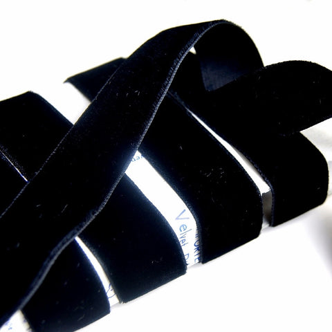 Black Velvet Ribbon Vintage from France 23mm