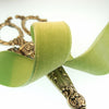 Old Lime Velvet Ribbon Vintage from France 22mm