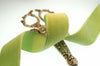 Old Lime Velvet Ribbon Vintage from France 22mm