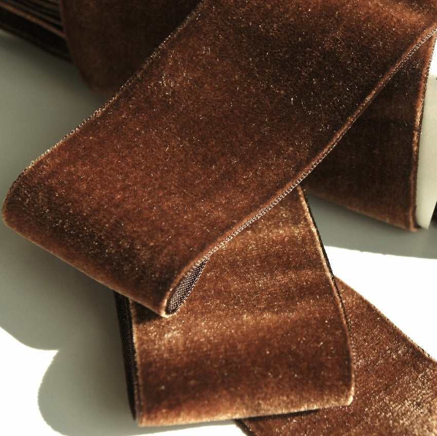 Antique Brown Velvet Ribbon Vintage from France 50mm – Lace Trim