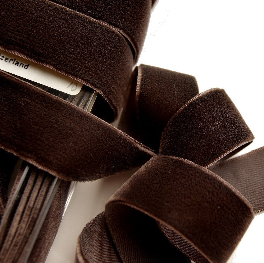 Chocolate Brown Velvet Ribbon 36mm (1 1/2) (1 yd) - Renaissance Fabrics