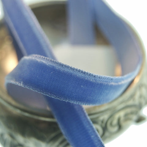 Classic Blue Velvet Ribbon Vintage from France 9mm